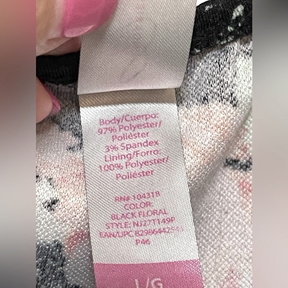 No Boundary Junior Dress Black with Peach/Green Floral Size: Large 11/13 - Picture 5 of 5